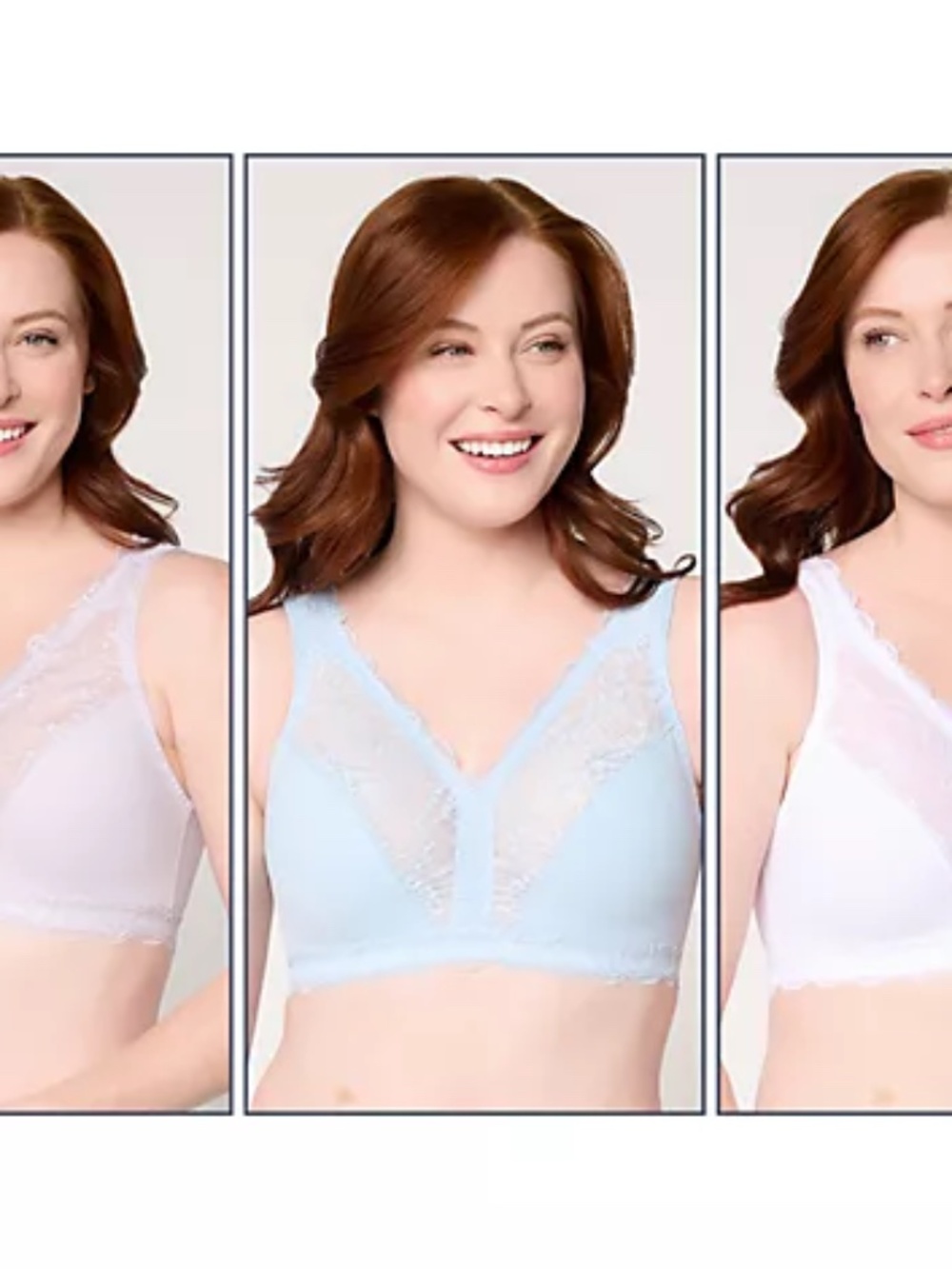 Breezies Soft Support Lace Wirefree Unlined Bra Set of 3, Pastel Sz S a713658